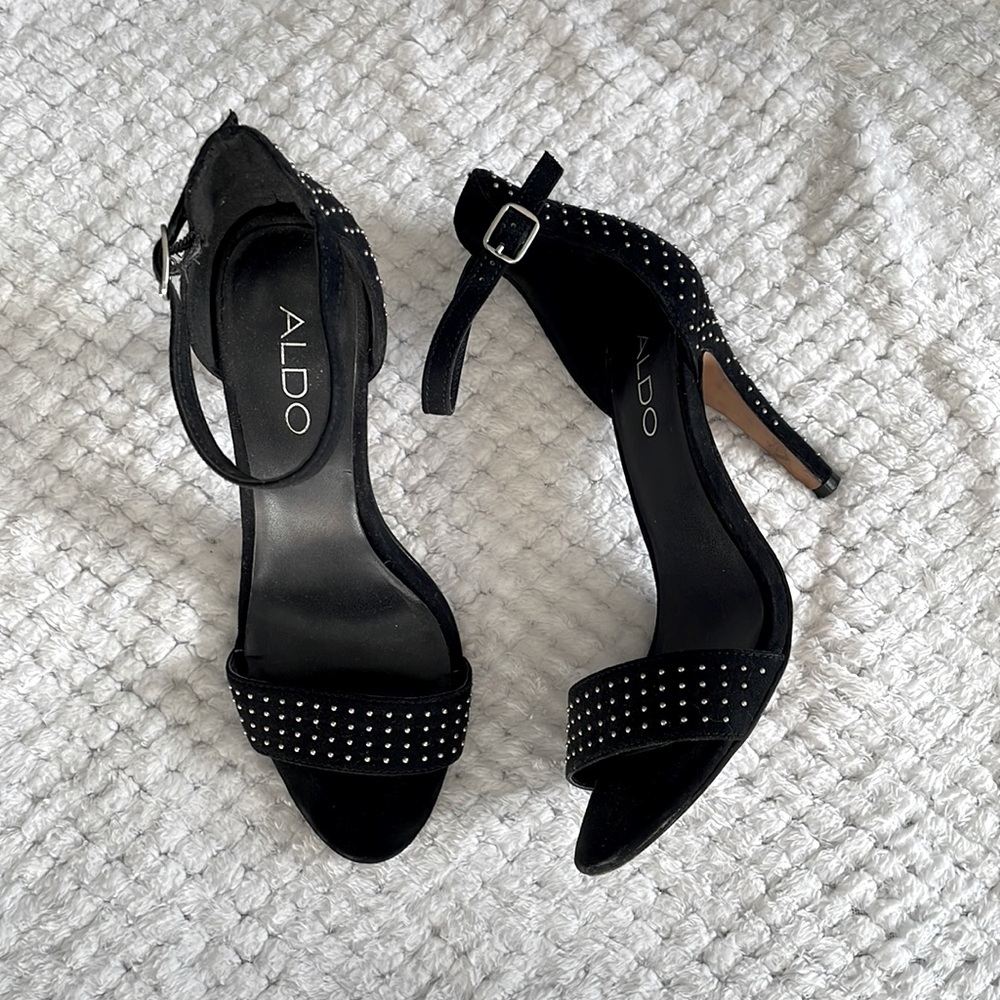 ALDO black silver studded stiletto heels